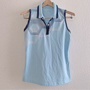 Adidas Light Blue Sleeveless Tank Collared Golf Polo - Medium